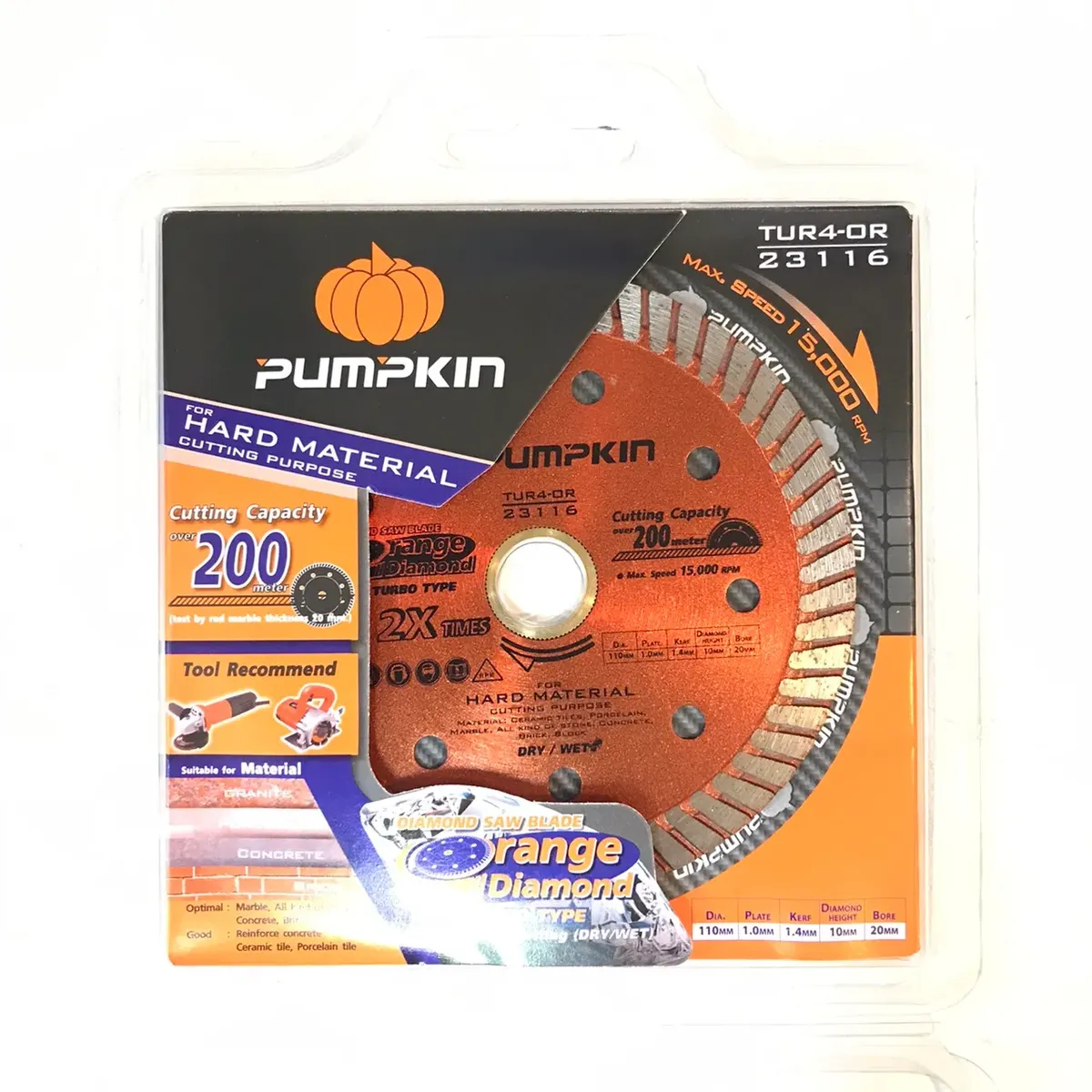 ใบตัดเพชร 4 นิ้ว PUMPKIN TUR4-OR 23116
