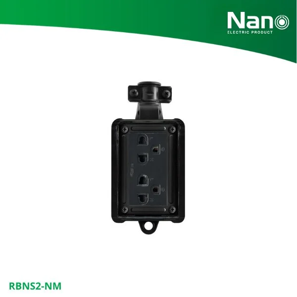 ปลั๊กยาง 2x4+ปลั๊กกราวด์คู่ Nano